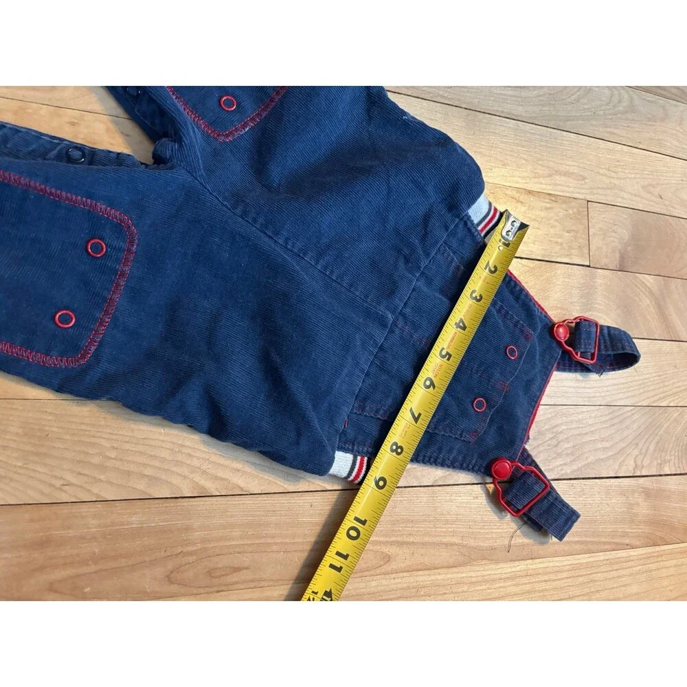 Bibo vintage navy blue corduroy overalls 12 mths stripes nautical